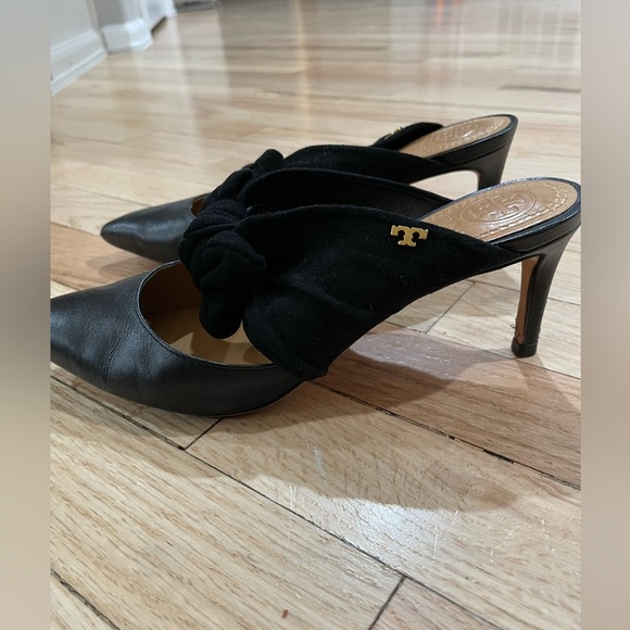 Tory Burch Black Tie Heels - Picture 1 of 5